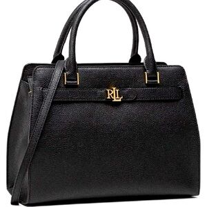 Lauren Ralph Lauren Fenwick 23 Crossbody Bag – Black Pebbled Leather